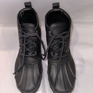 Sperry Top Sider Duck Boots Leather Uppers All Black Men’s Size 10